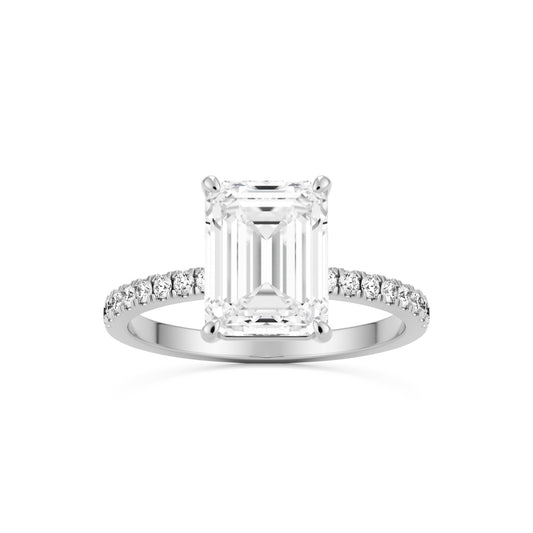 emerald solitaire pave 14k white gold