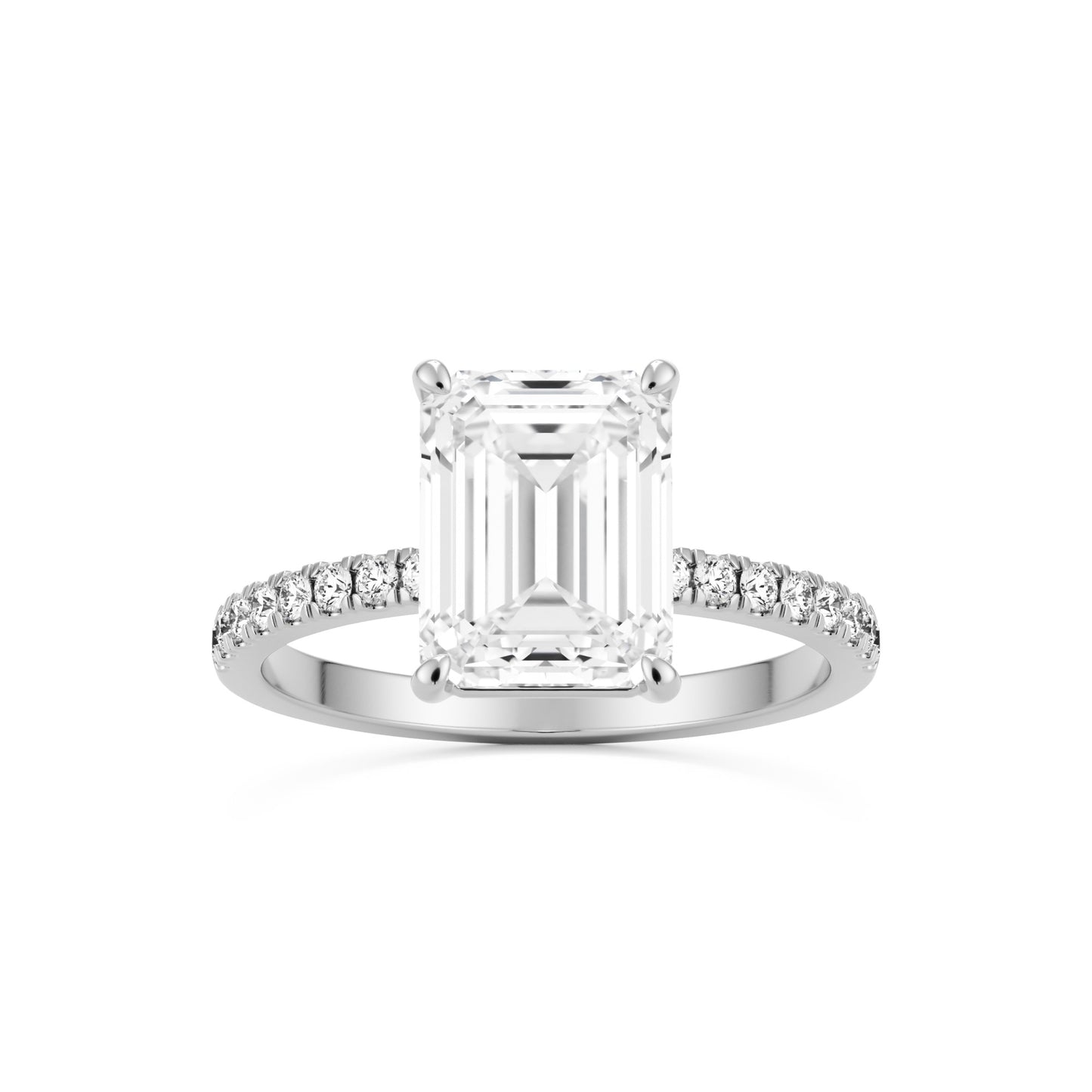 emerald solitaire pave platinum