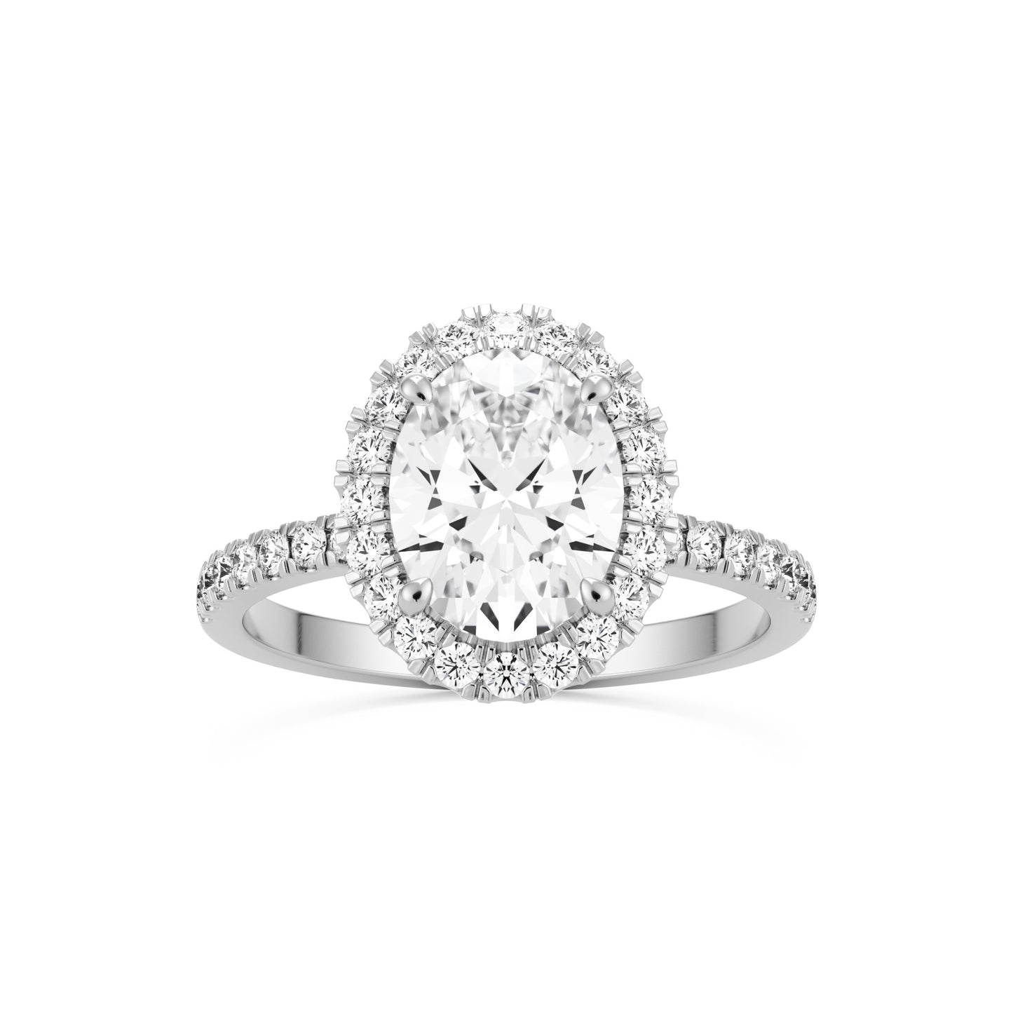 oval solitaire halo pave platinum