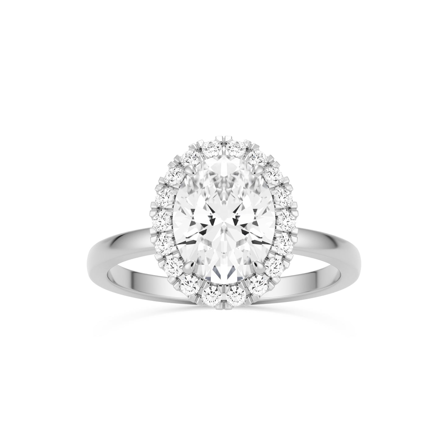 oval solitaire halo 14k white gold