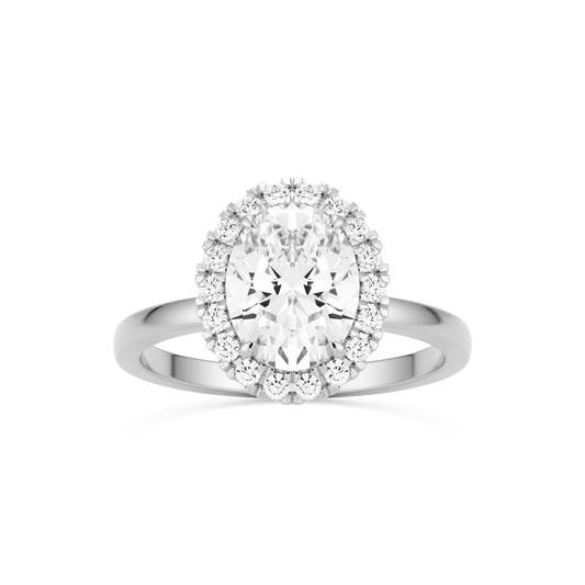 oval solitaire halo 14k white gold