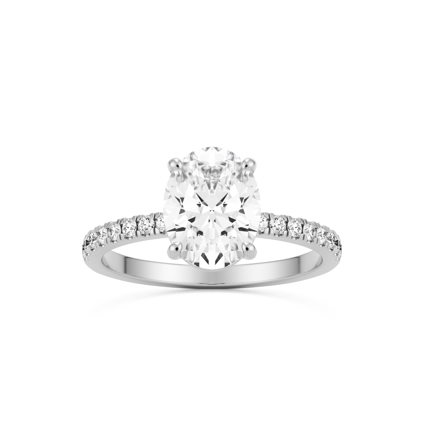 oval solitaire pave 14k white gold