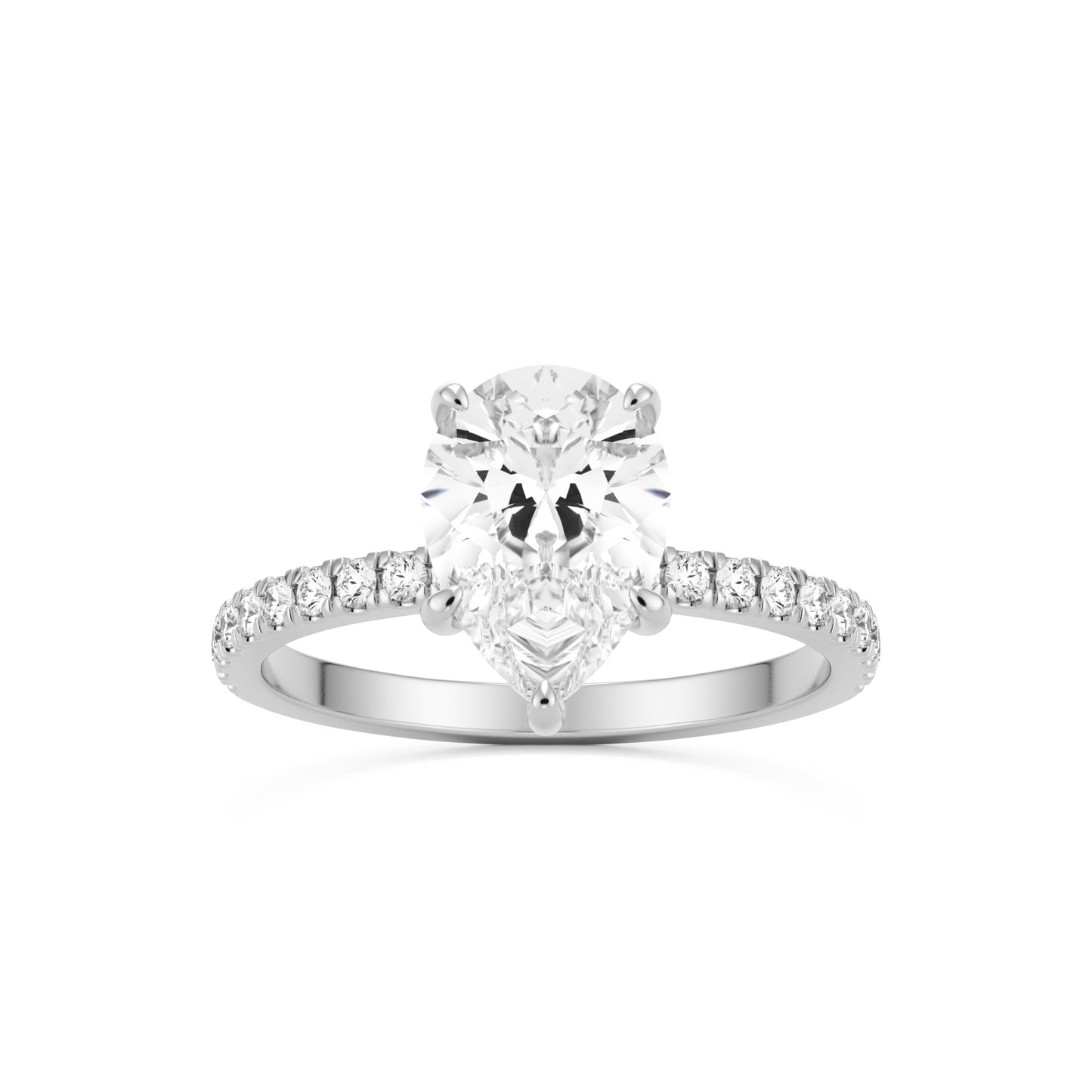 pear hidden halo pavé 14k white gold