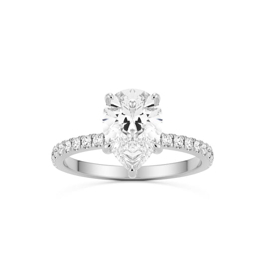 pear hidden halo pavé 14k white gold