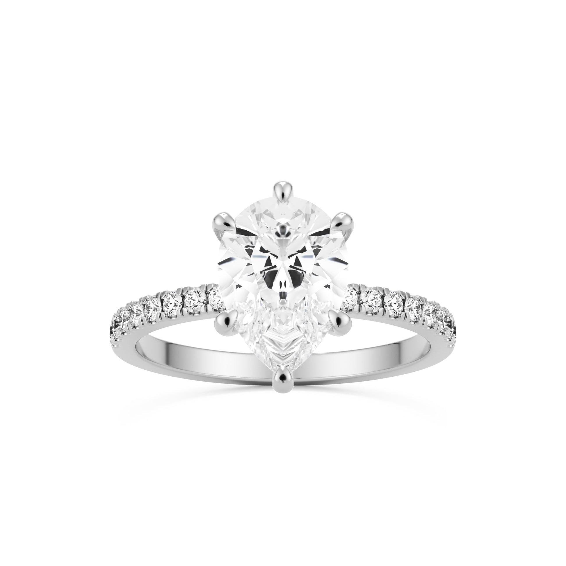 pear solitaire pavé 14k white gold