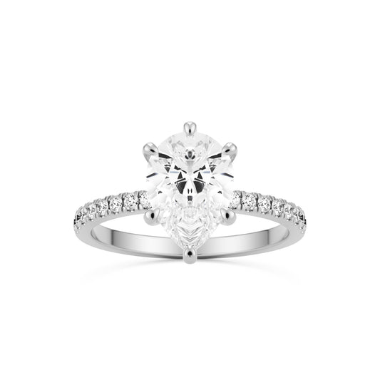 pear solitaire pavé 14k white gold