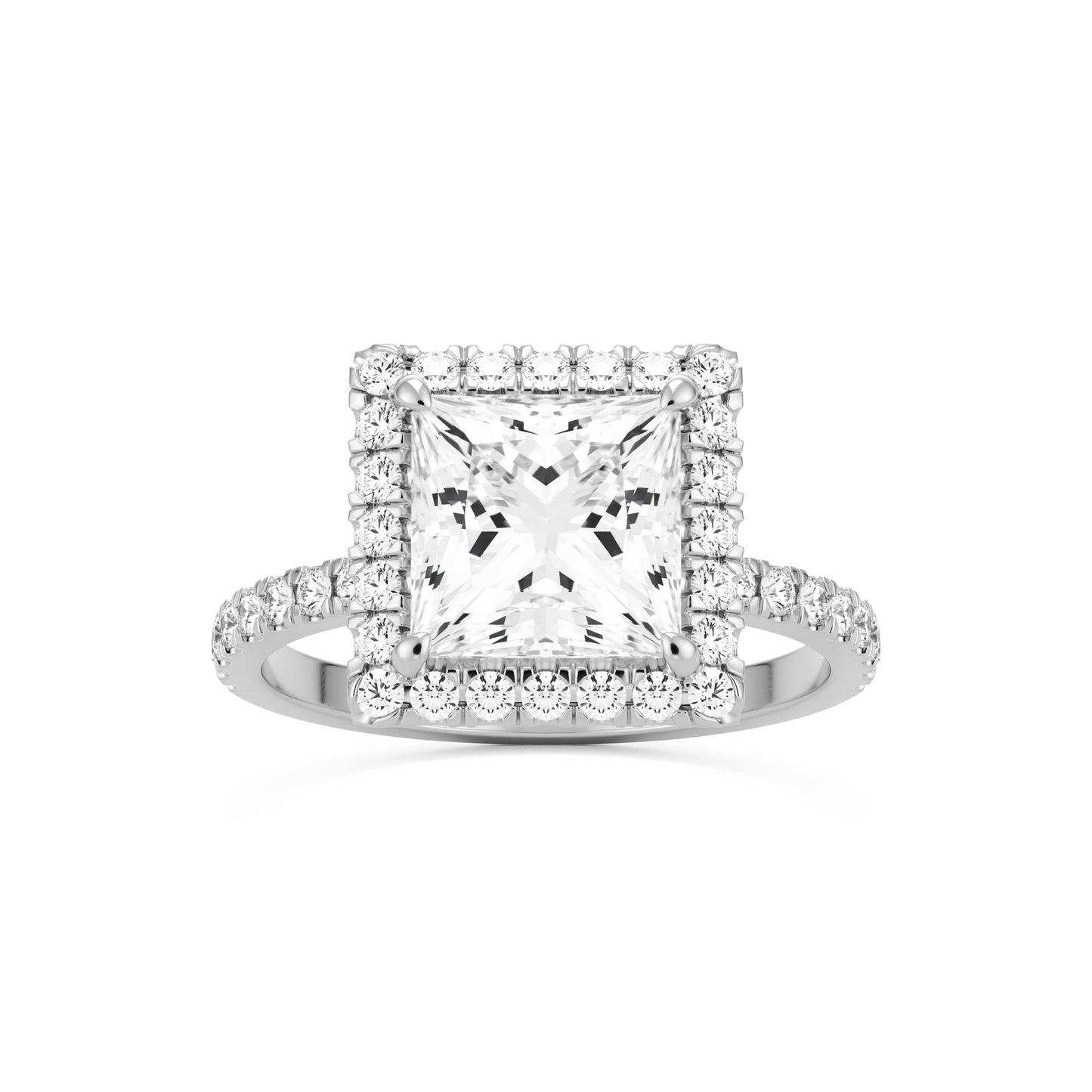 princess halo pavé 14K white gold