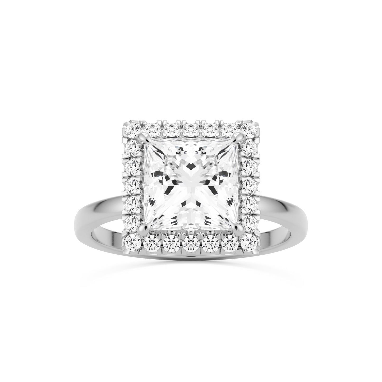 princess halo 14K white gold