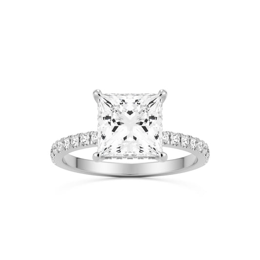 princess hidden halo pavé 14K white gold