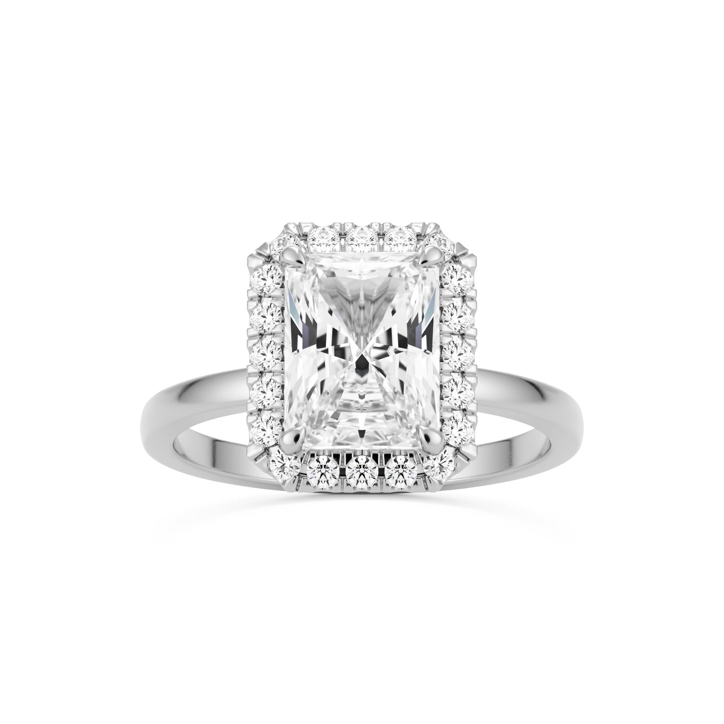 radiant moissanite halo platinum