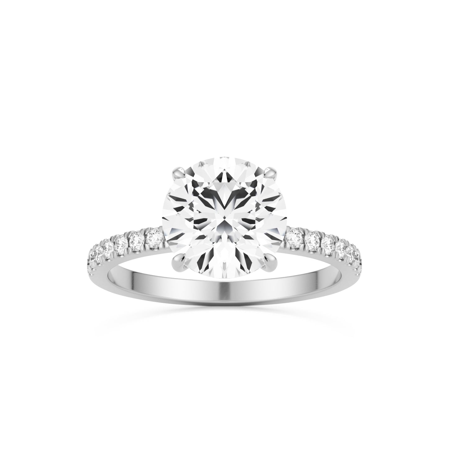 round solitaire hidden halo 14K white gold