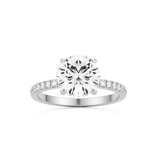 round solitaire hidden halo 14K white gold