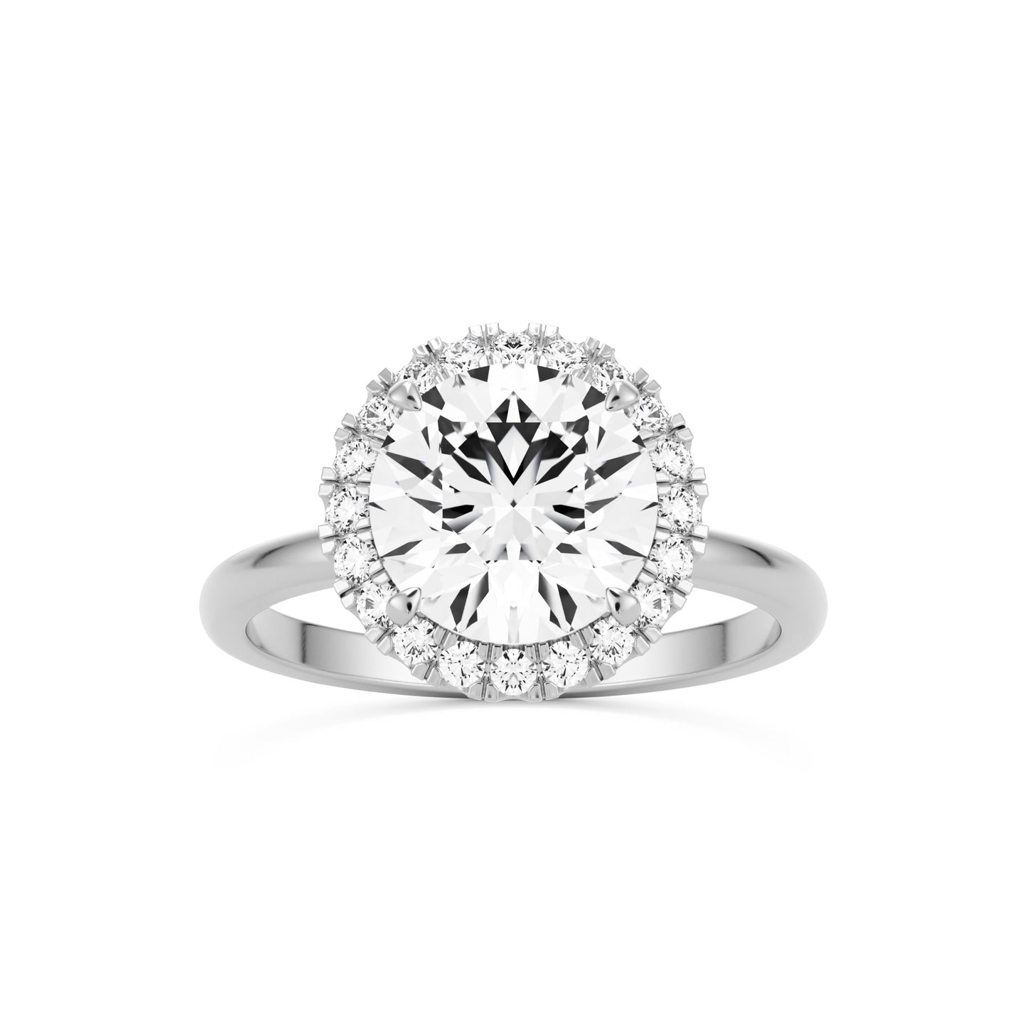 round solitaire halo platinum