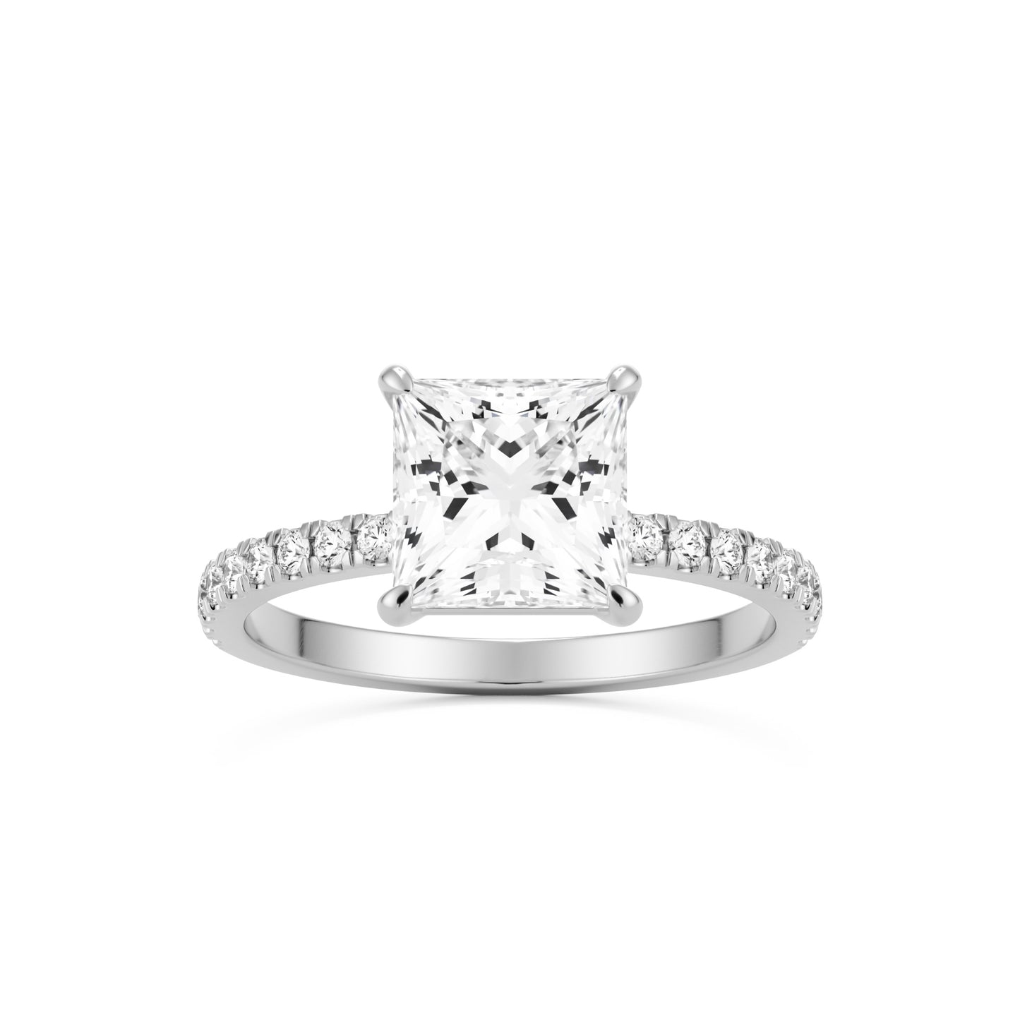 square mosisanite pavé solitaire platinum