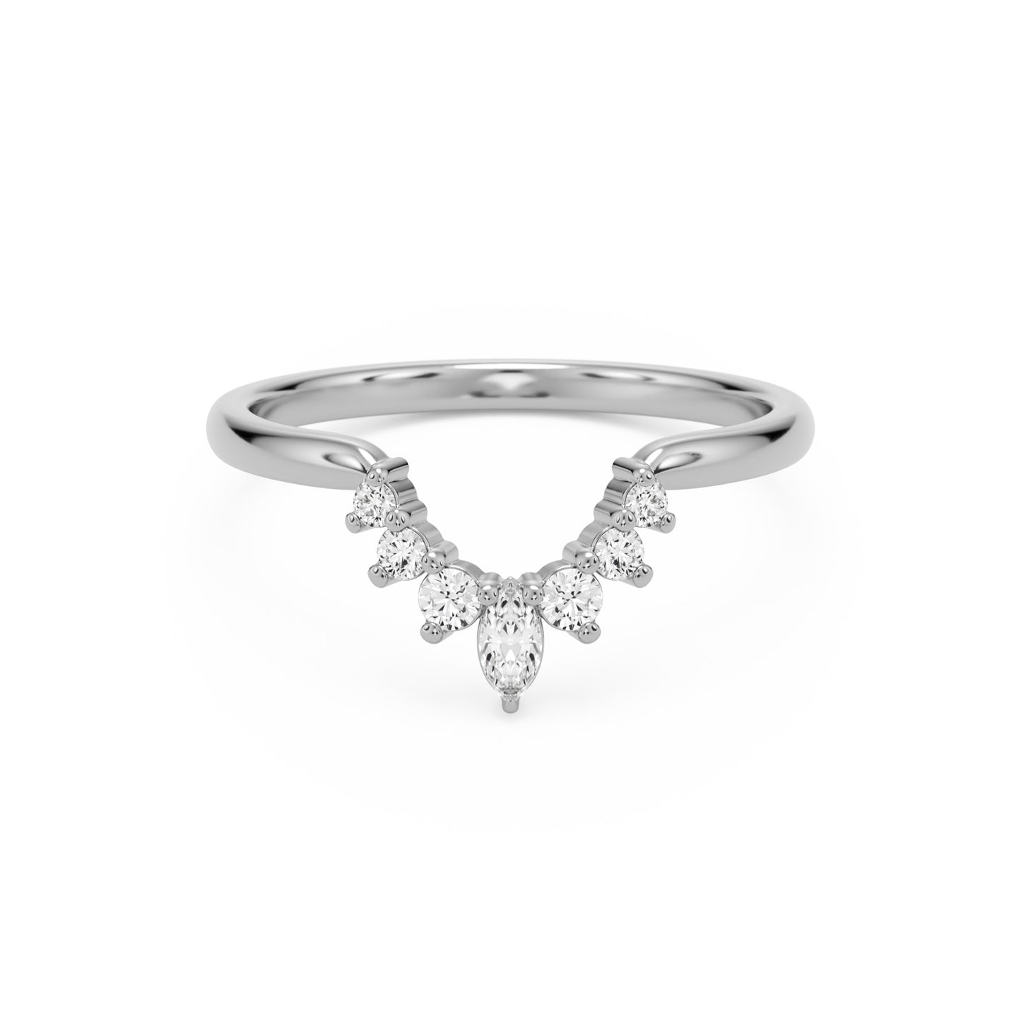 the marquise tiara wedding band 14k white gold