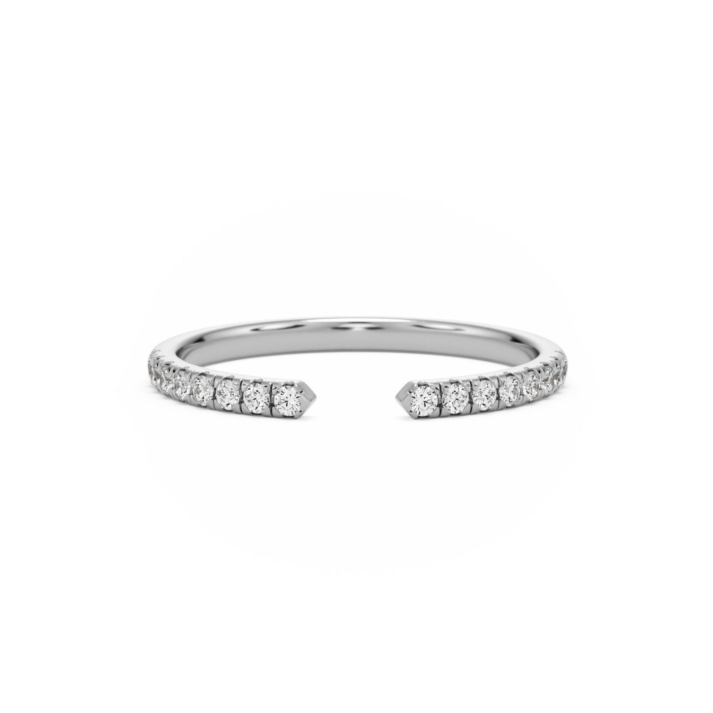 open pave 14k white gold