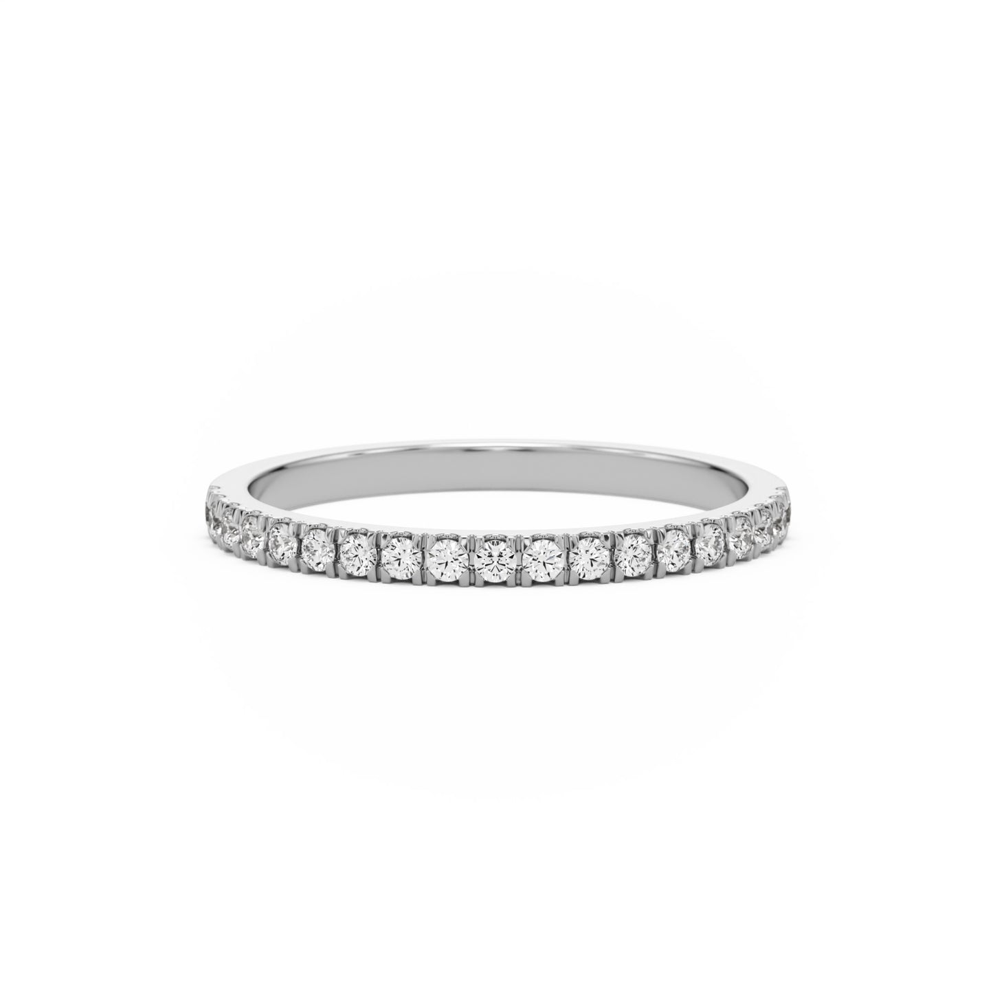 pave wedding band 14k white gold