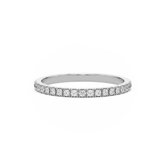 pave wedding band 14k white gold