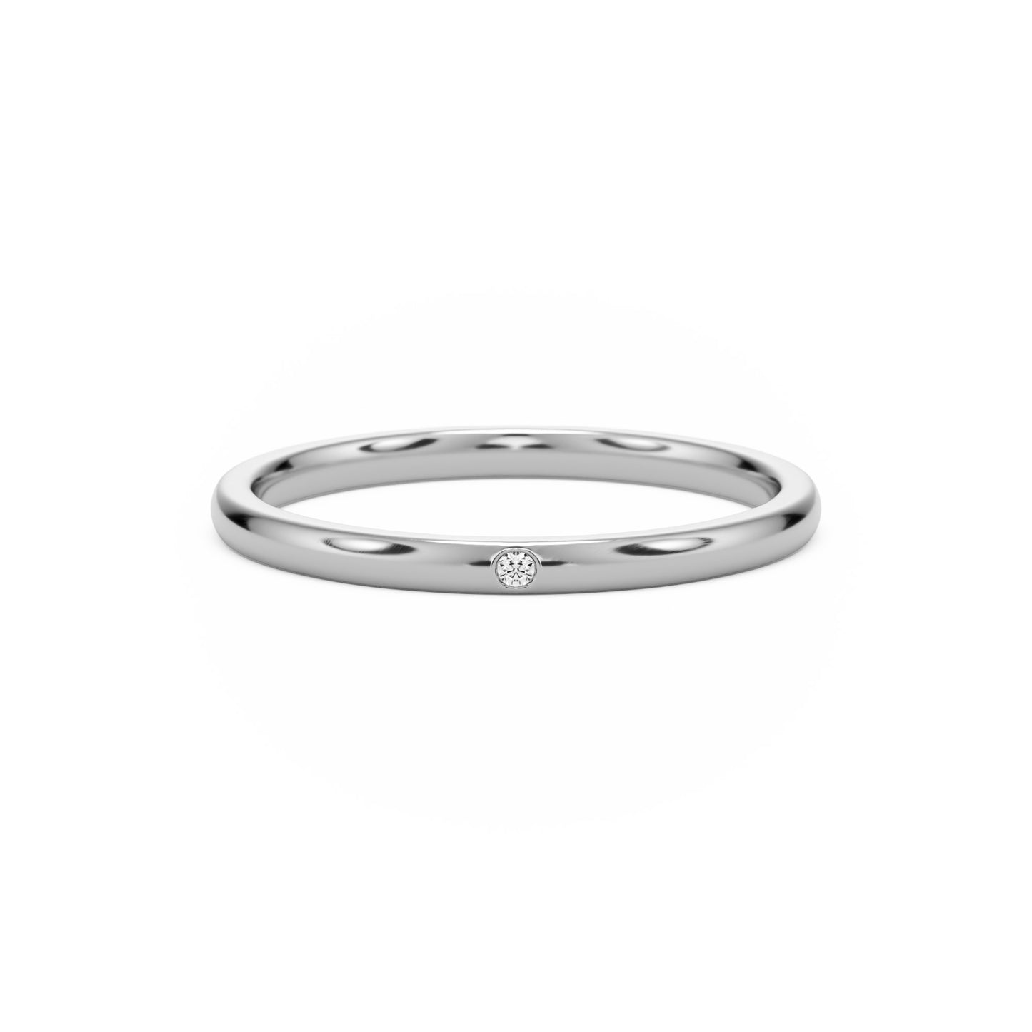 burnished wedding band 14k white gold