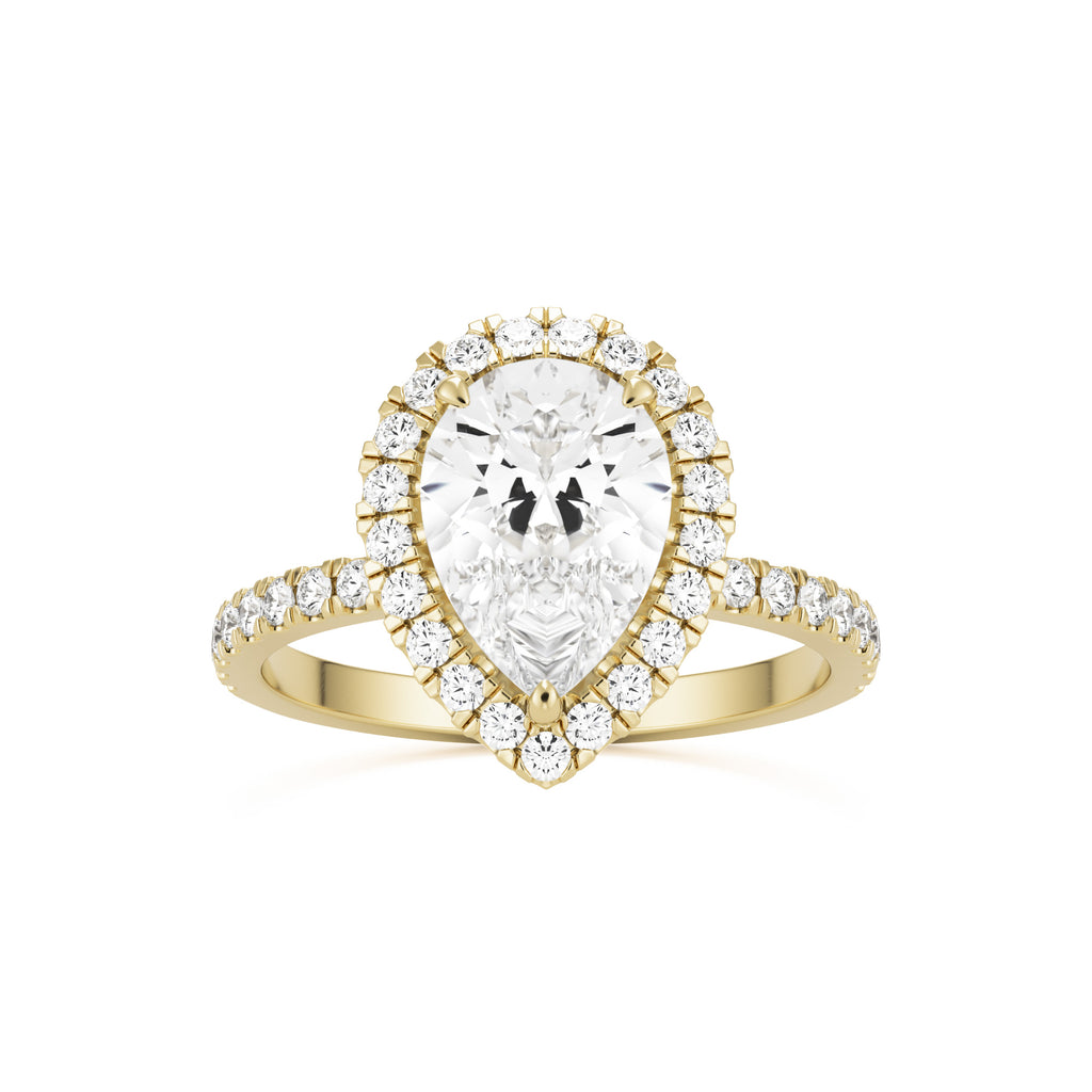 Pear halo cheap pave engagement ring