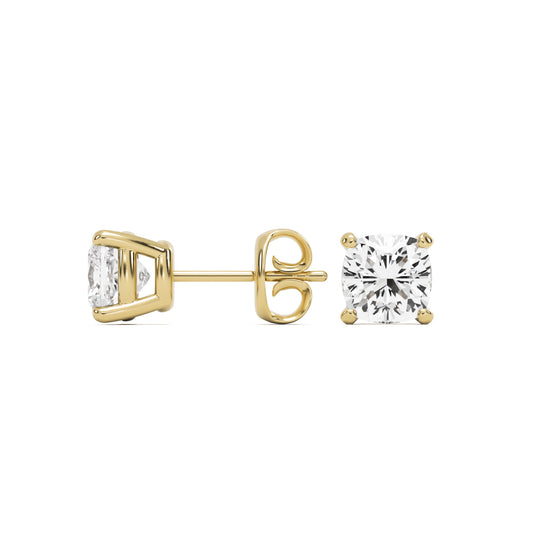 cushion stud earrings 14k yellow gold