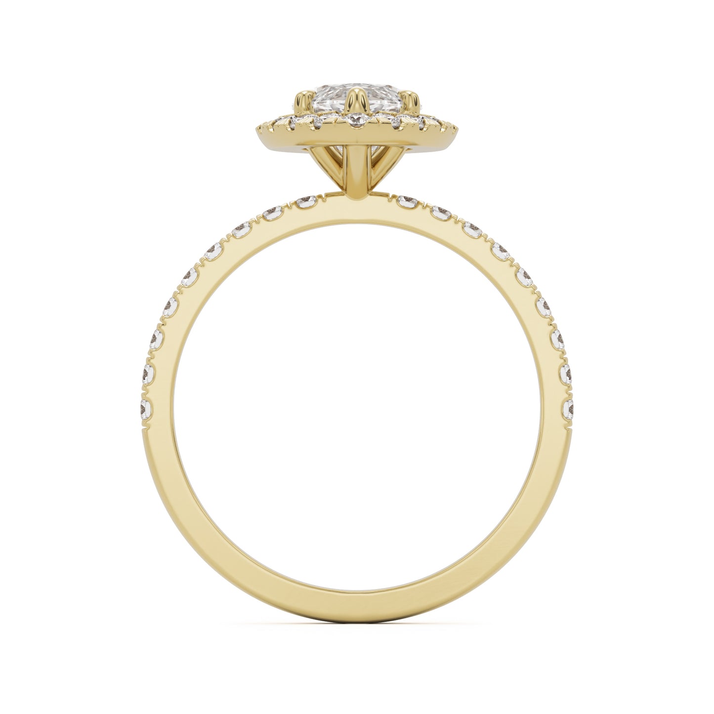 marquise moissanite halo pavé solitaire 14k yellow gold