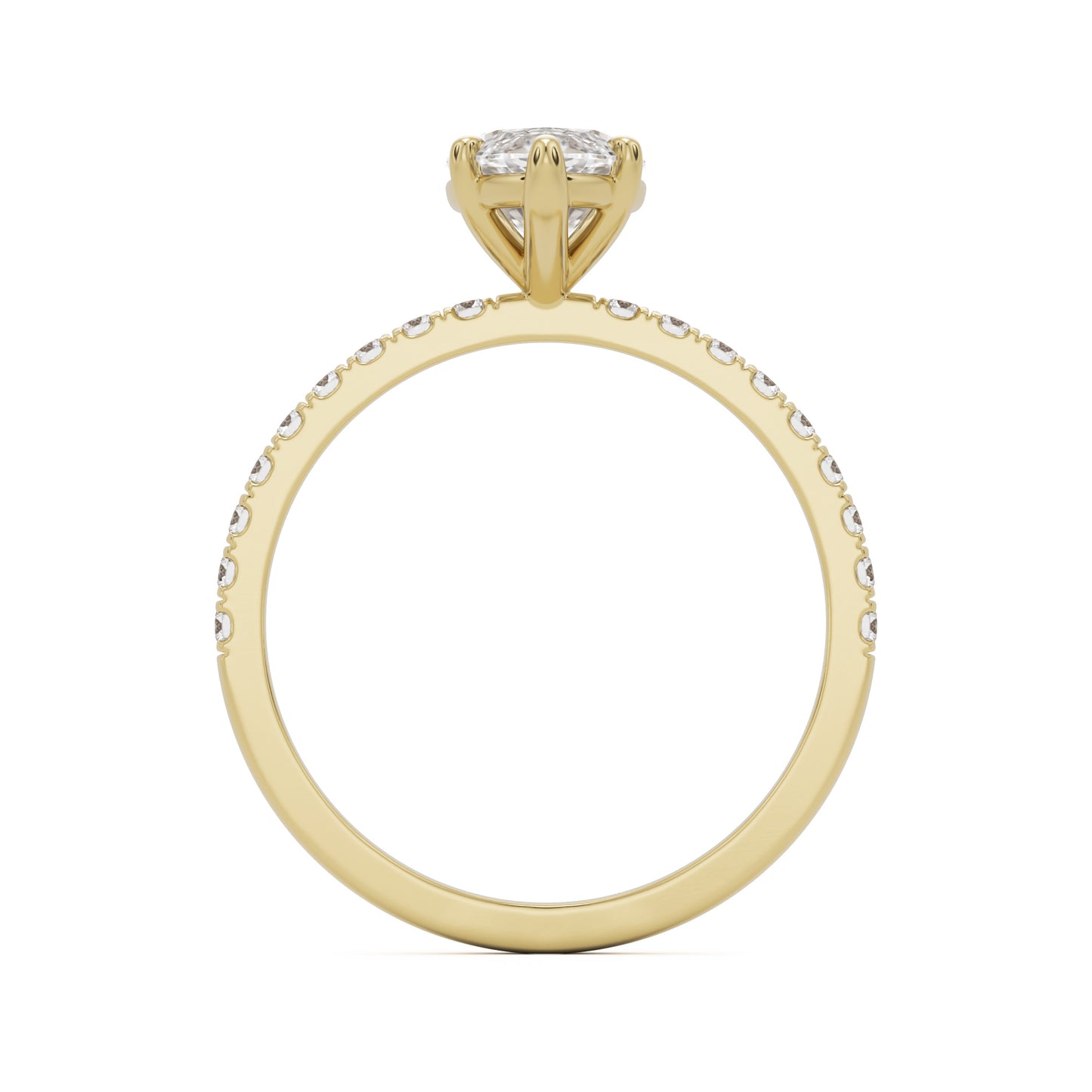 marquise moissanite pavé solitaire 14k yellow gold