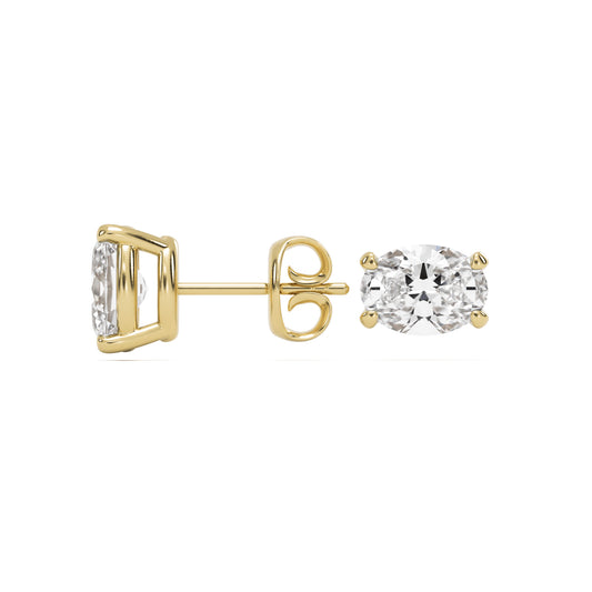 oval moissanite stud earrings 14k yellow gold