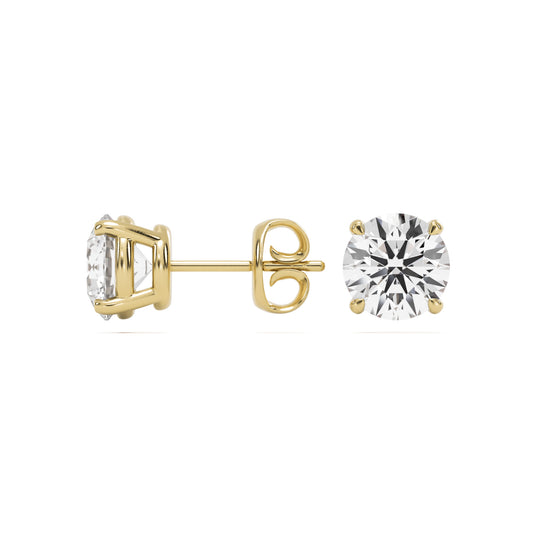 round moissanite stud earrings 14k yellow gold