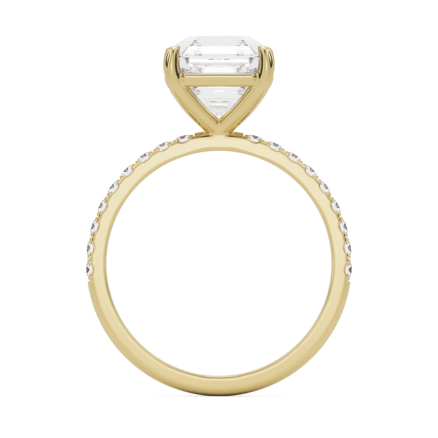 asscher pavé solitaire 14k yellow gold