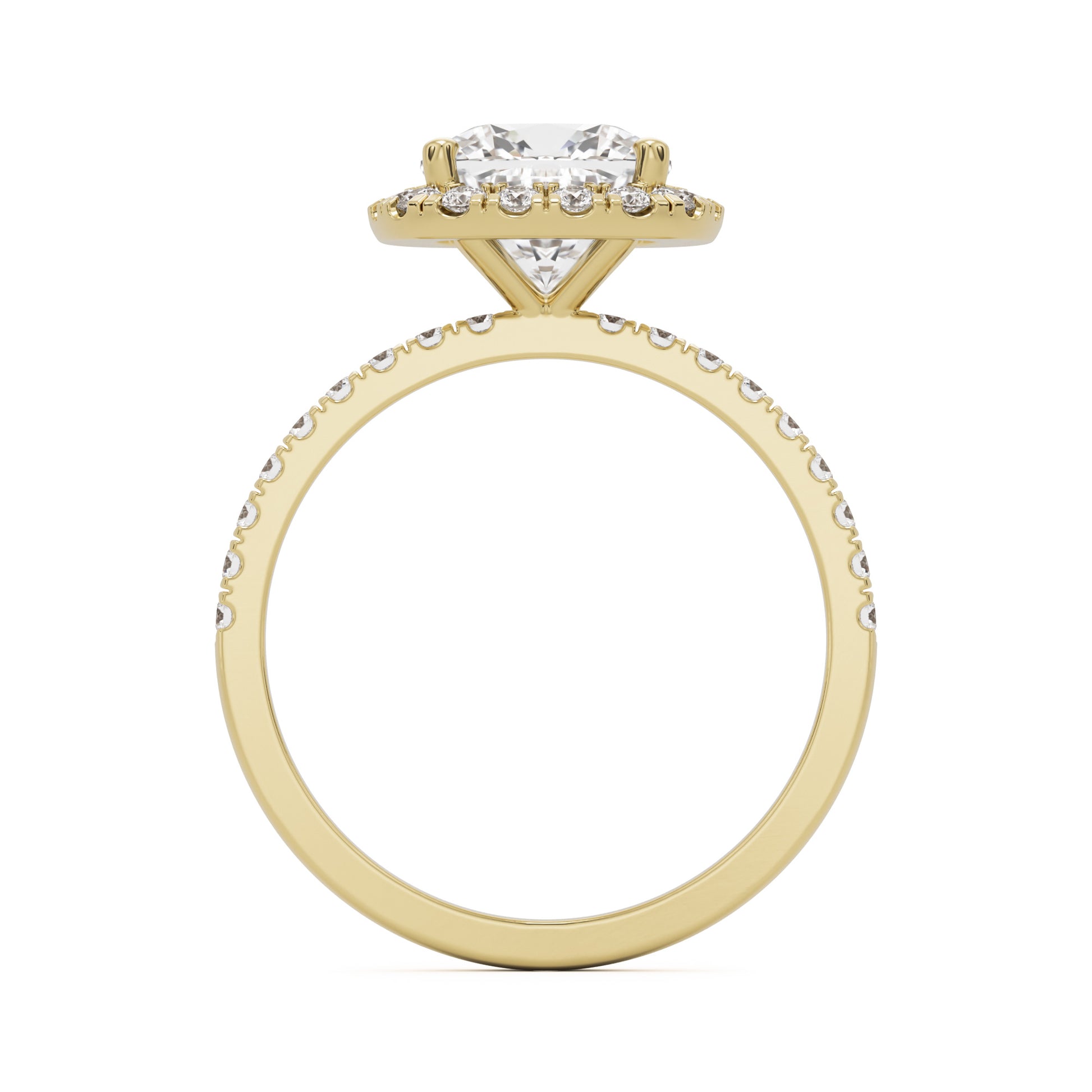 cushion halo pave 14k yellow gold