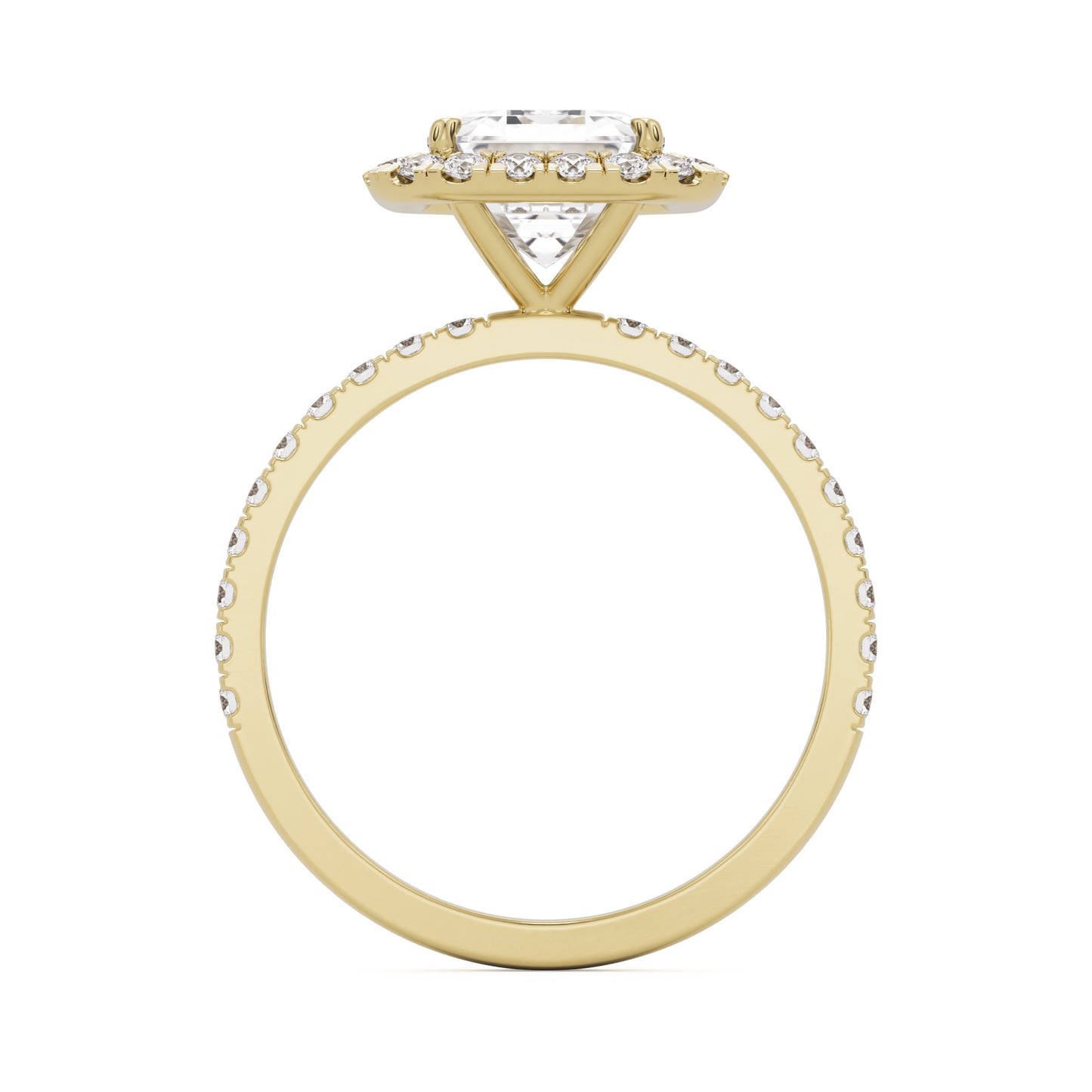 emerald halo pavé 14K yellow gold