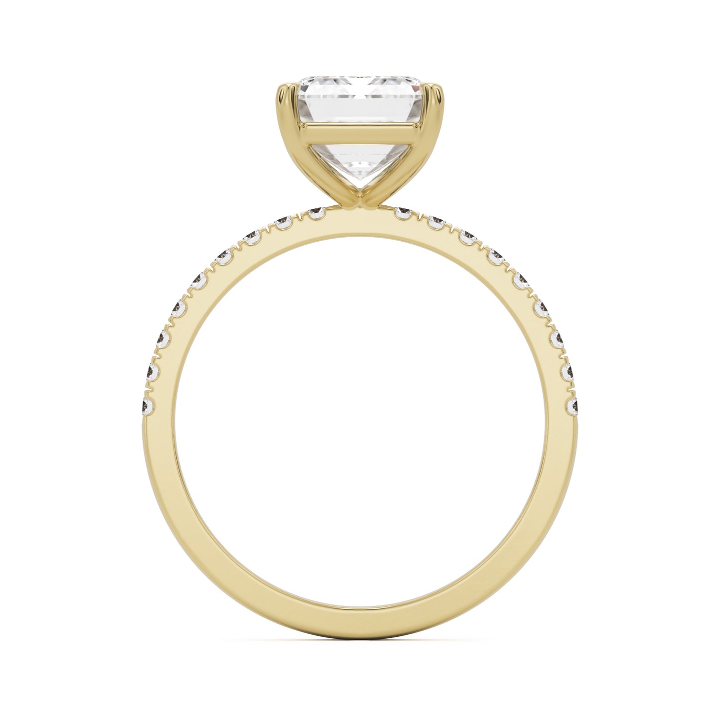 emerald solitaire pave 14k yellow gold