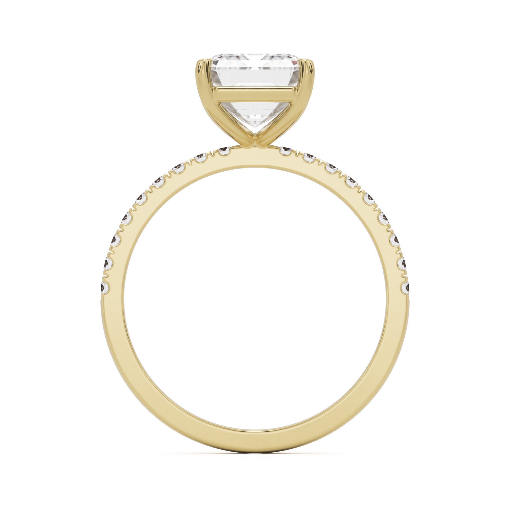 emerald solitaire pave 14k yellow gold