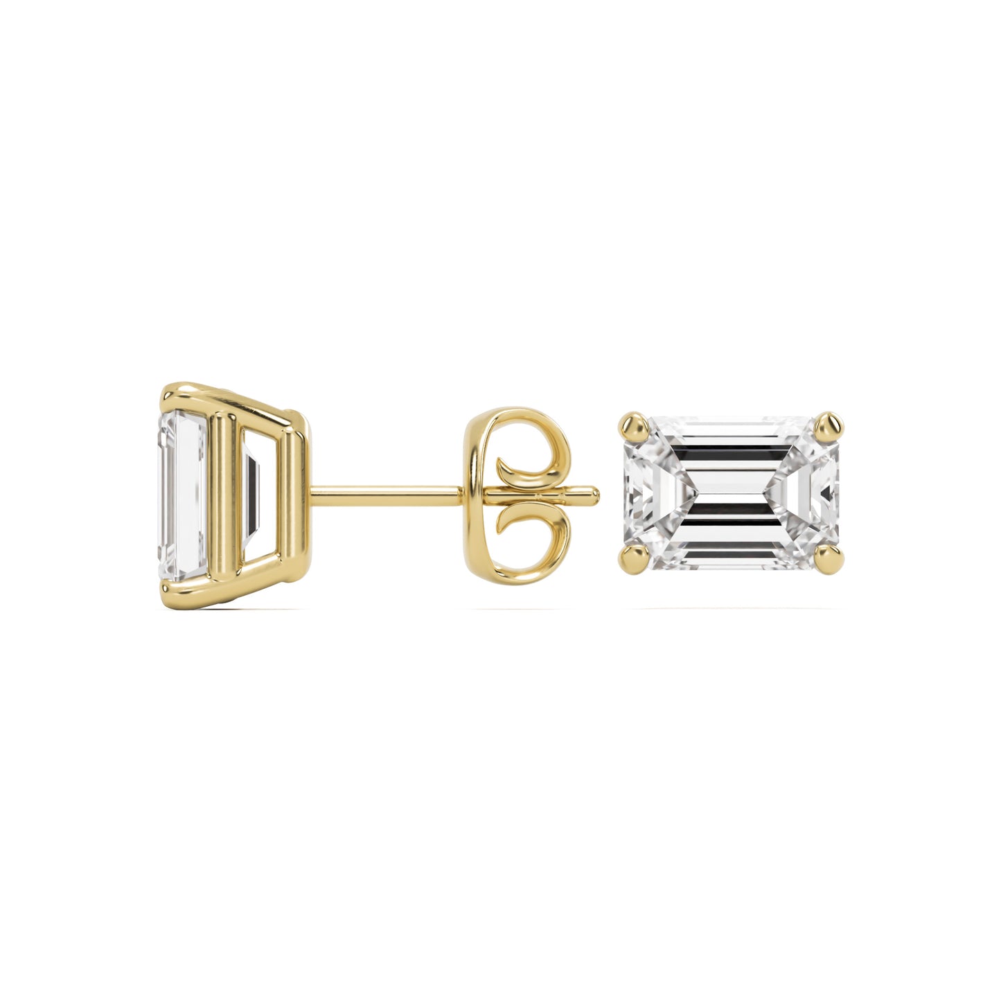emerald moissanite stud earrings 14k yellow gold