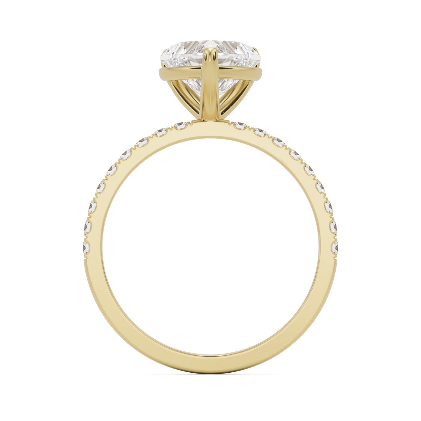 heart moissanite pavé solitaire 14k yellow gold