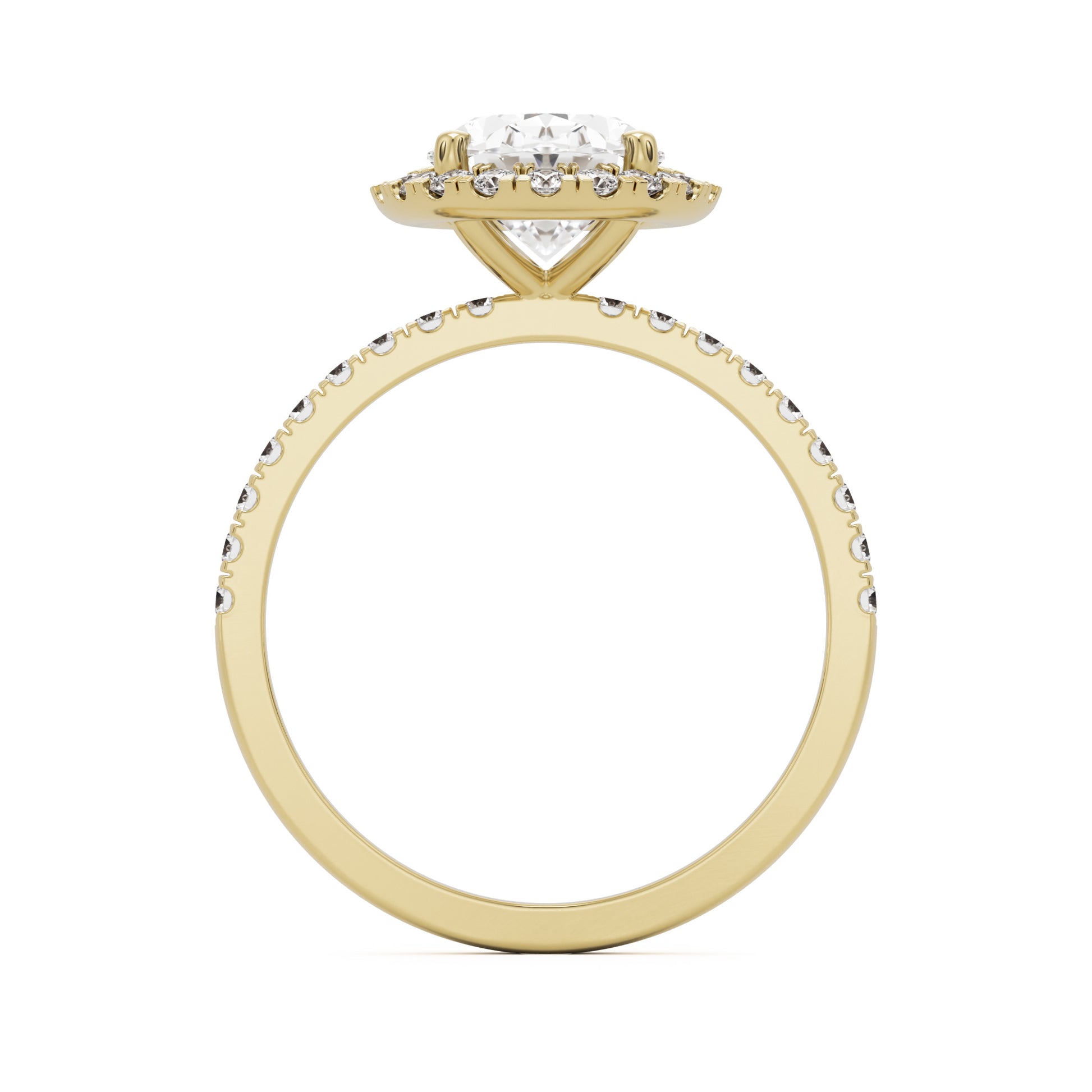oval solitaire halo pave 14k yellow gold