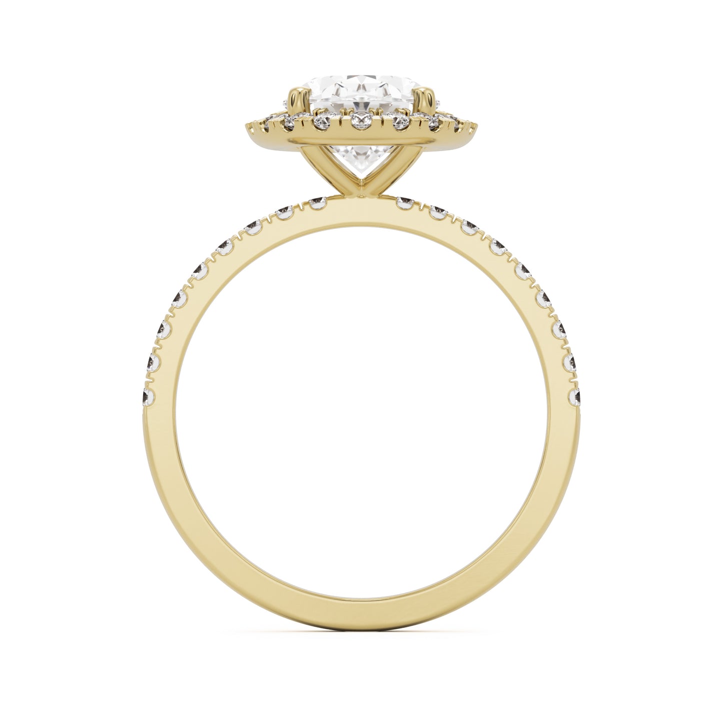 oval solitaire halo pave 14k yellow gold