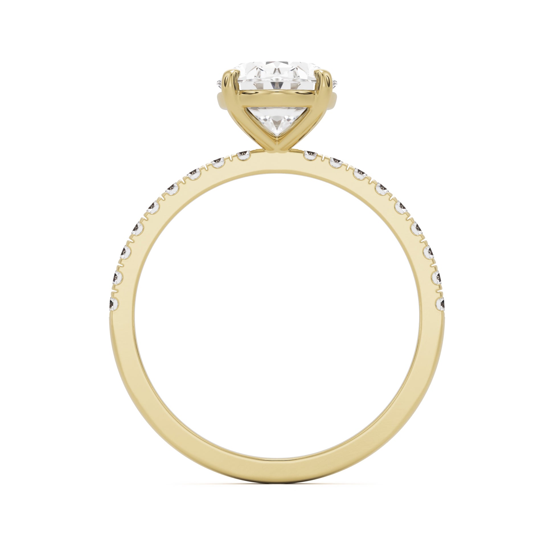 oval solitaire pave 14k yellow gold