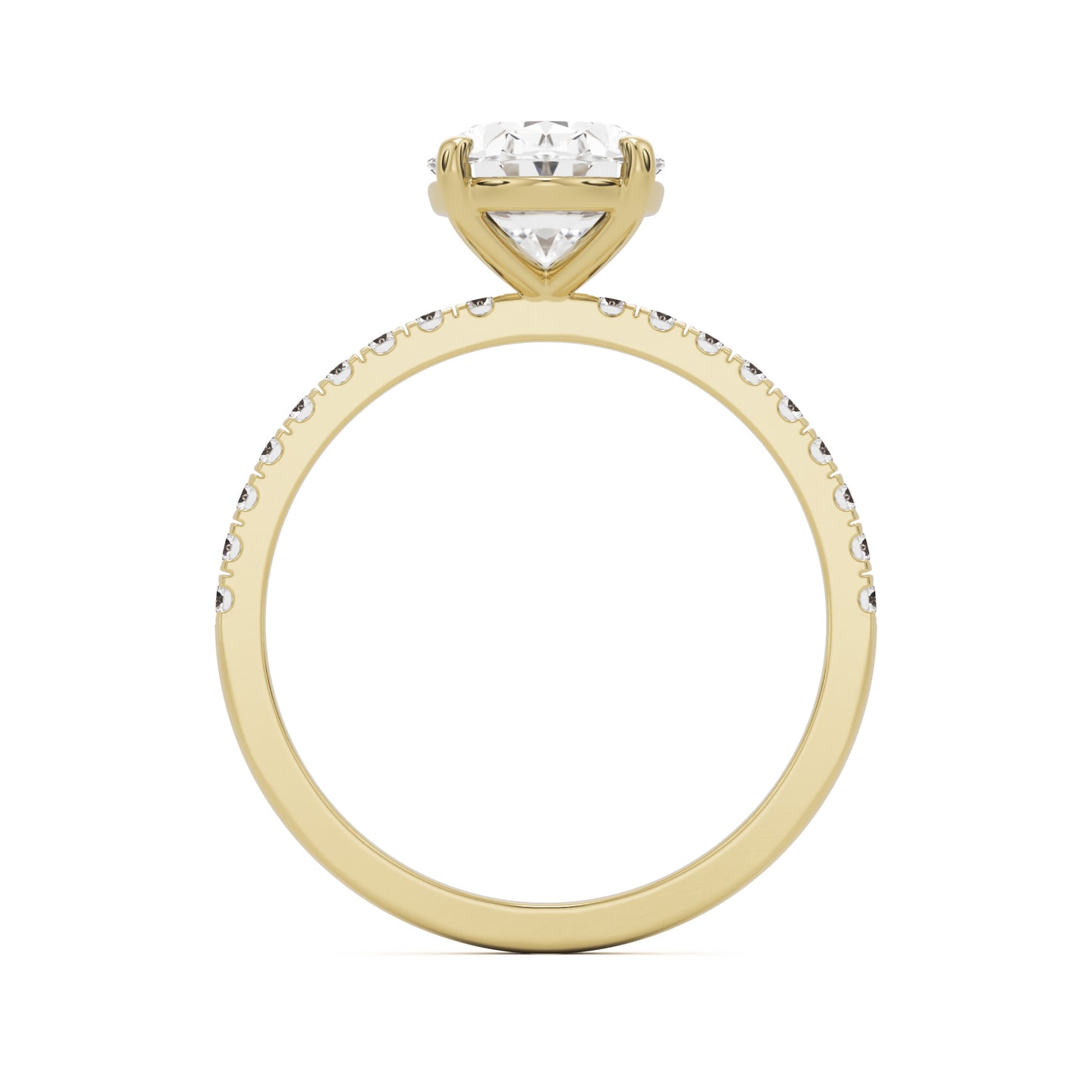 oval solitaire pave 14k yellow gold
