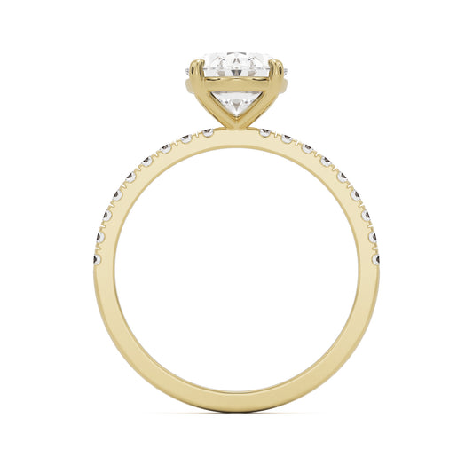 oval solitaire pave 14k yellow gold