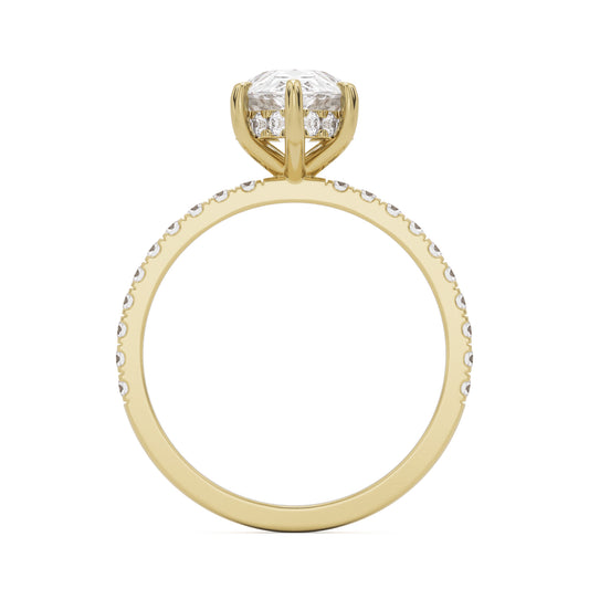 pear hidden halo pavé 14k yellow gold