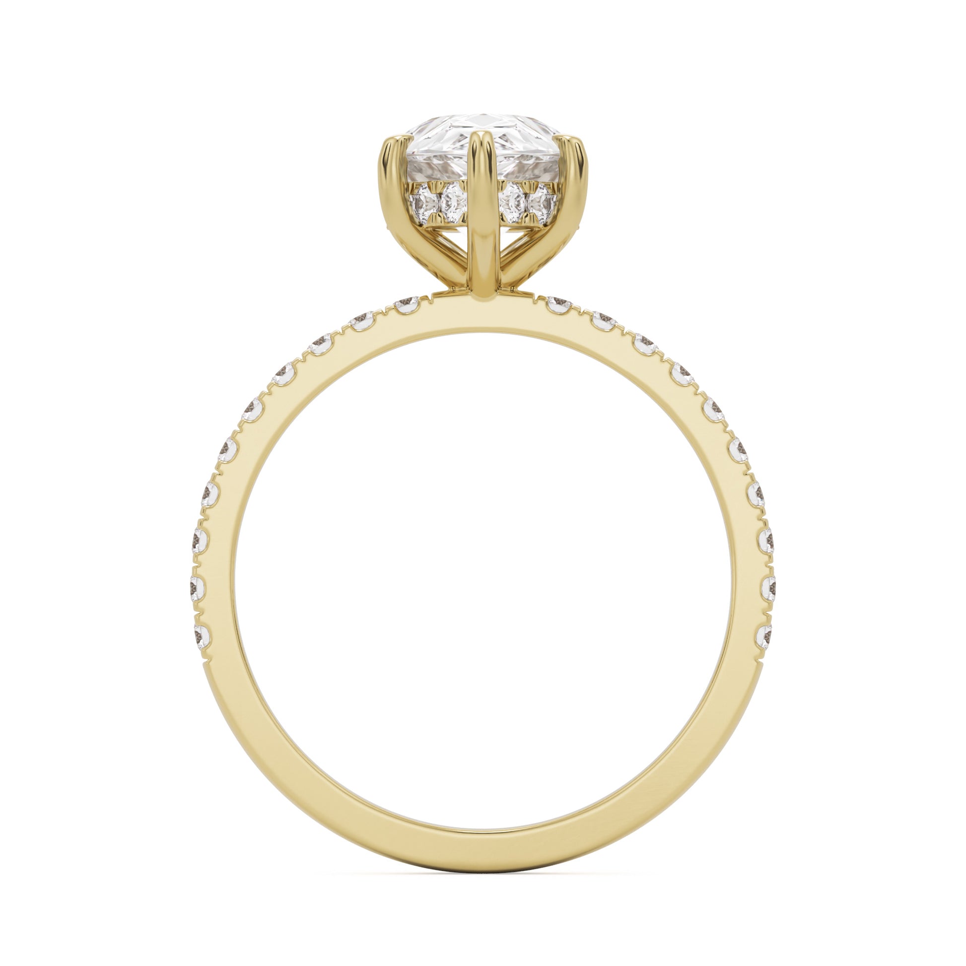pear hidden halo pavé 14k yellow gold