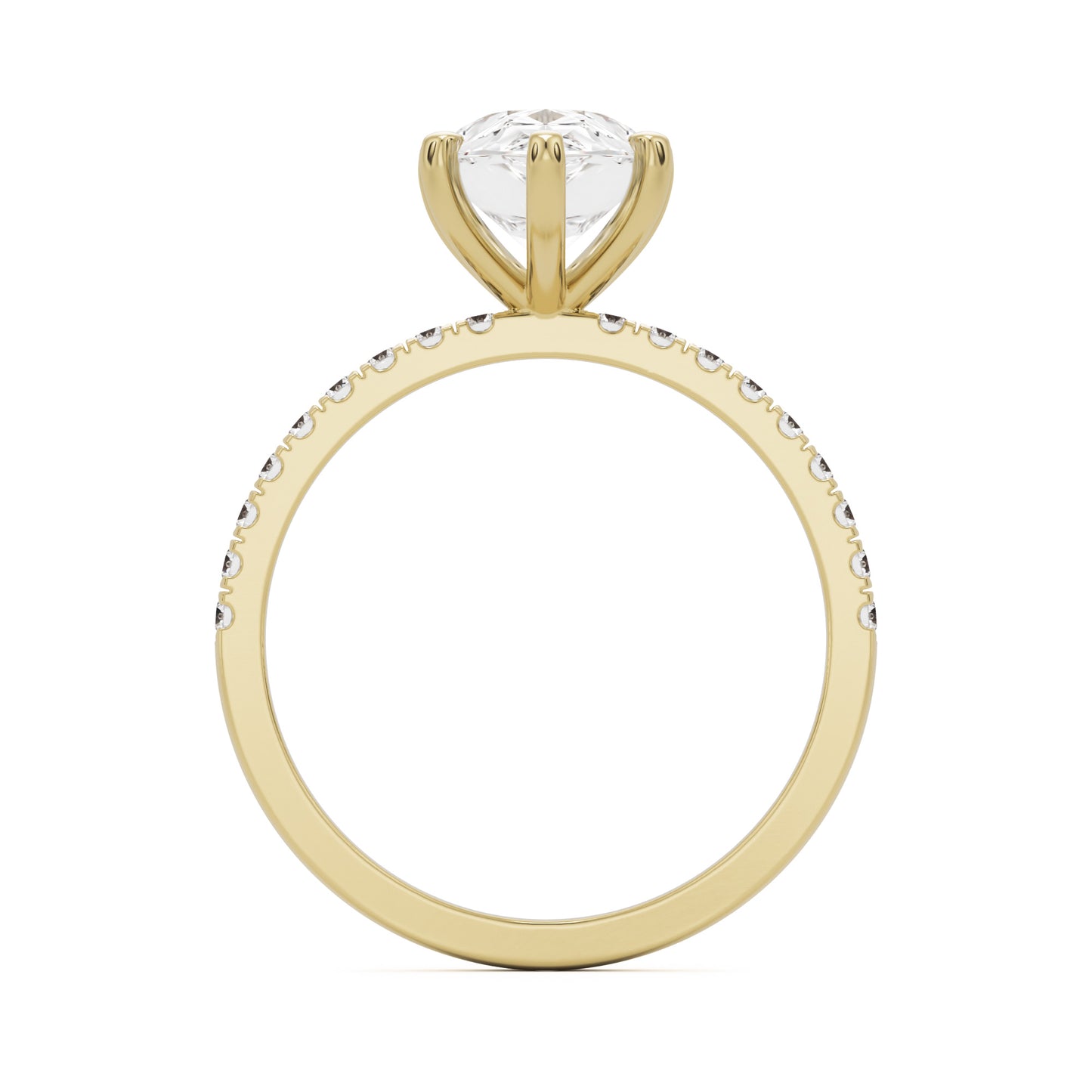 pear solitaire pavé 14k yellow gold