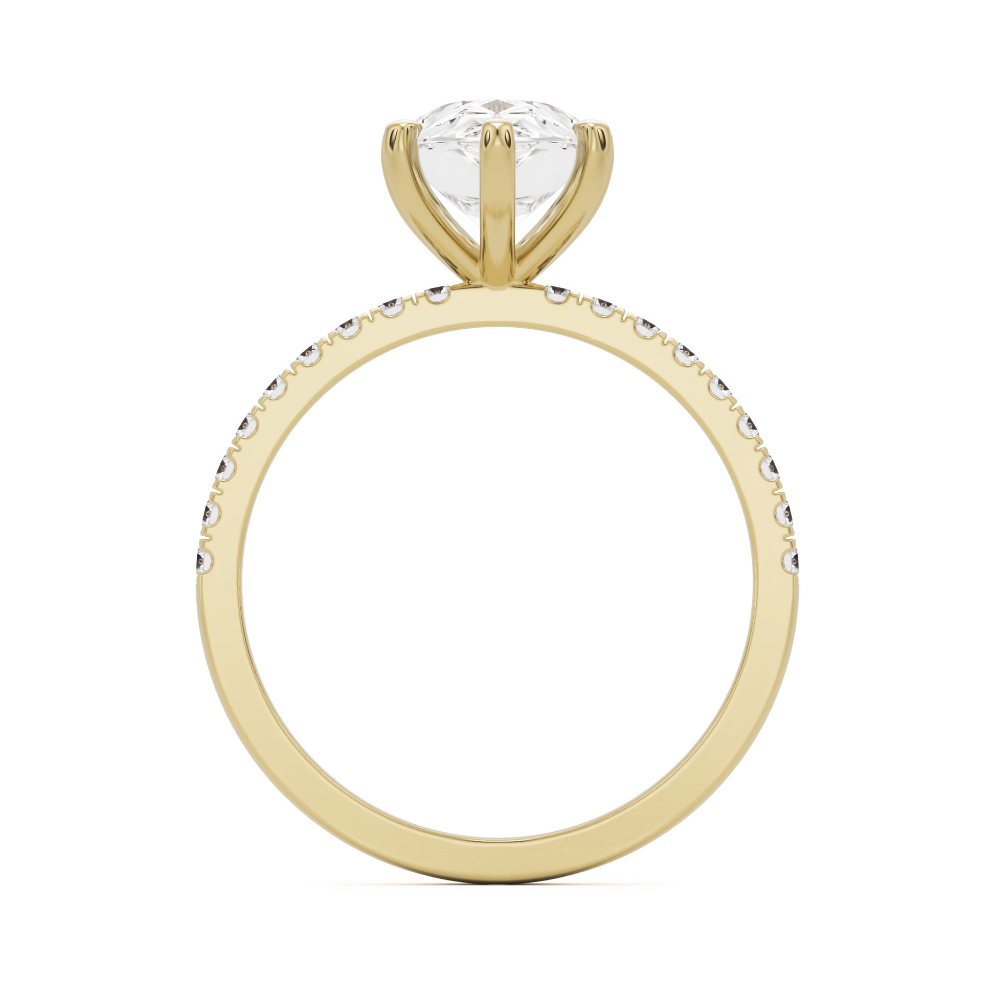 pear solitaire pavé 14k yellow gold