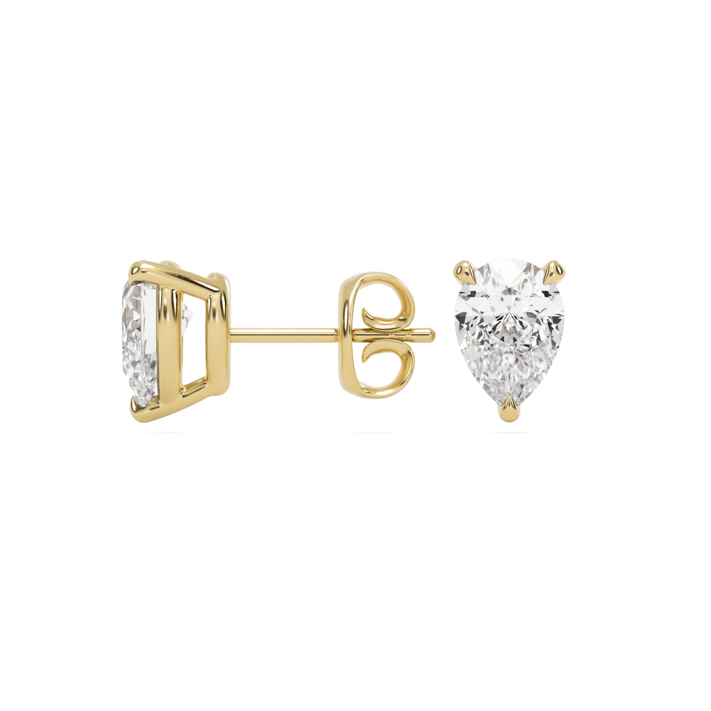 pear diamond stud earrings 14k yellow gold
