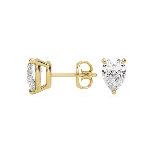 pear diamond stud earrings 14k yellow gold