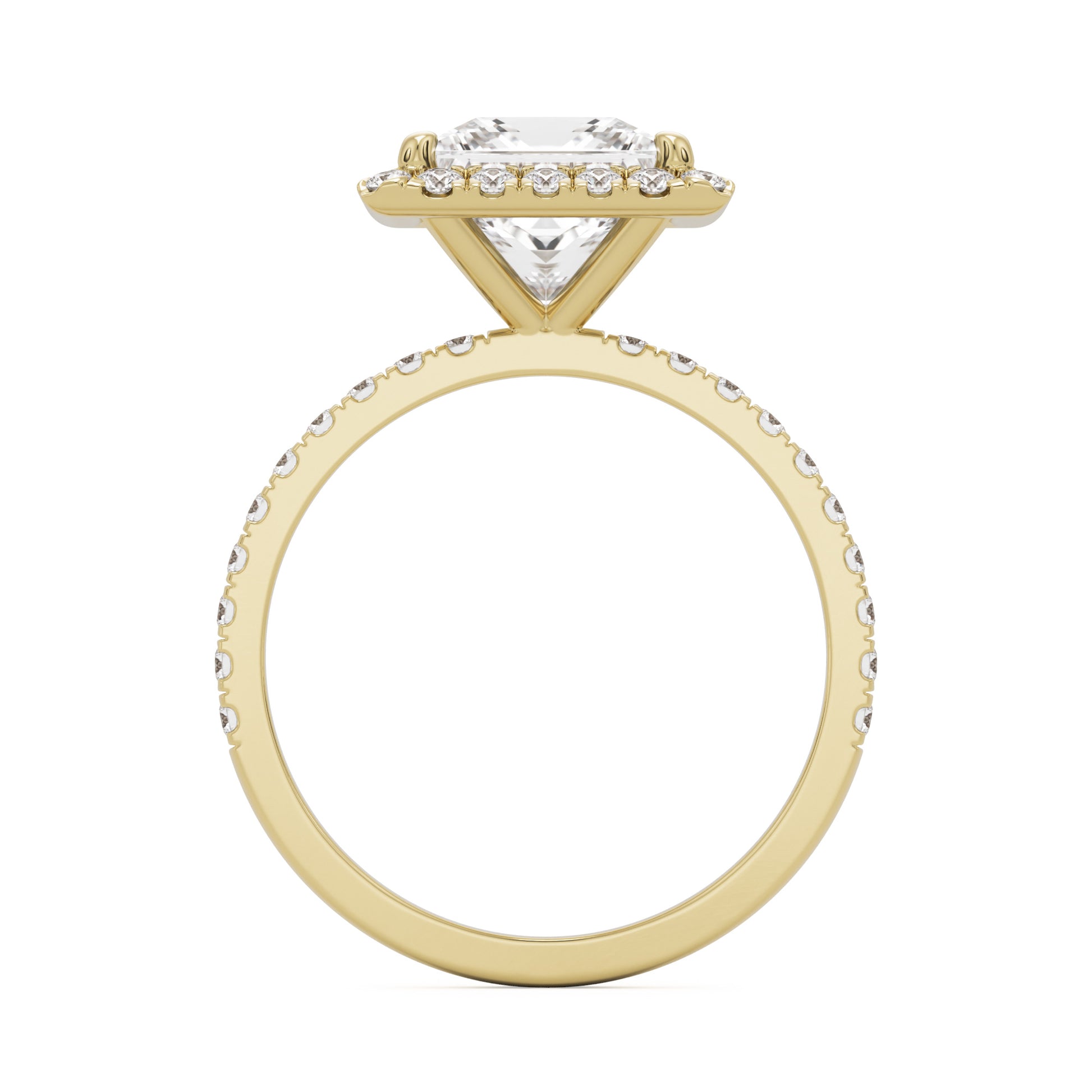 princess halo pavé 14K yellow gold