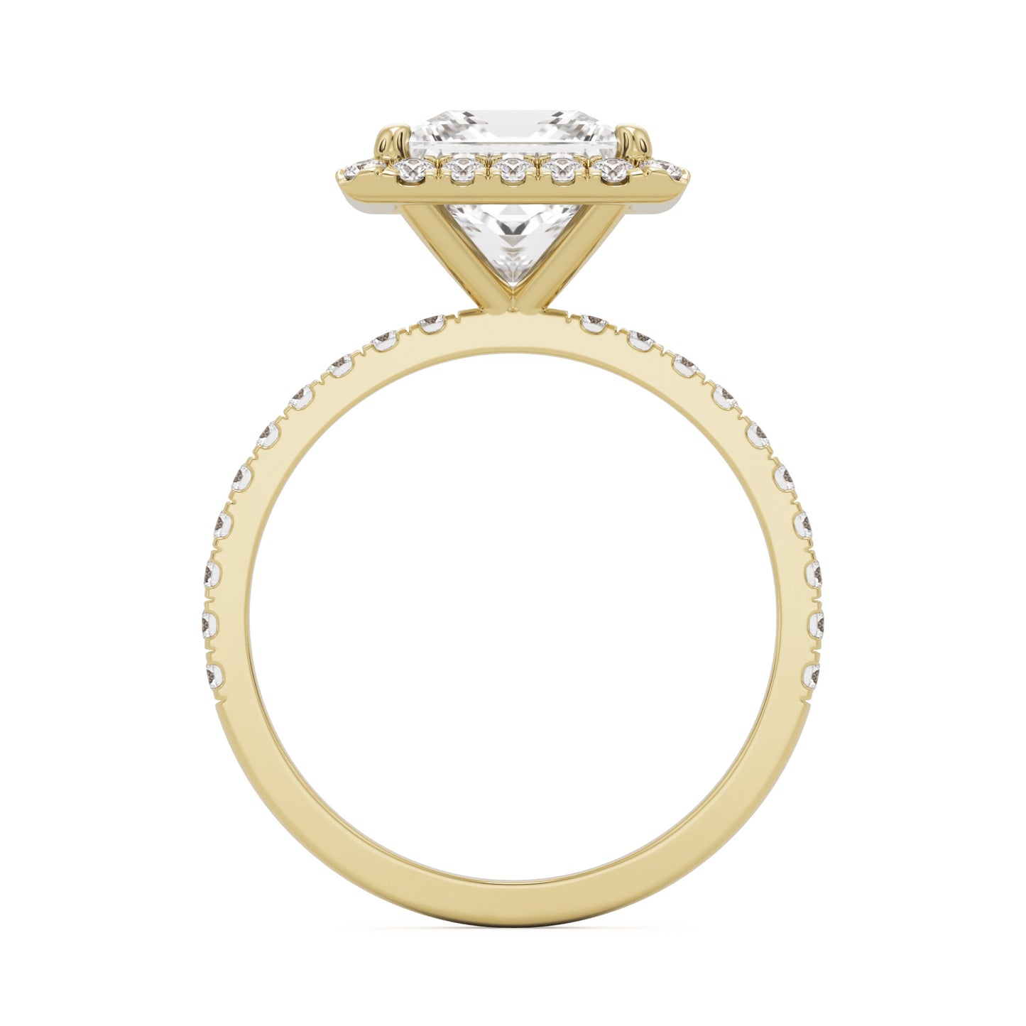 princess halo pavé 14K yellow gold