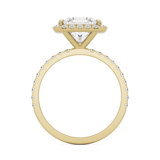 princess halo pavé 14K yellow gold